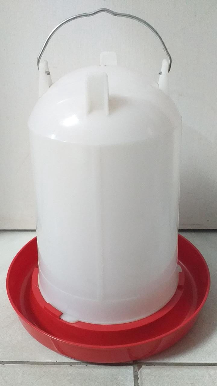 Chicken Water Tray Lg Plastic Red & Wht