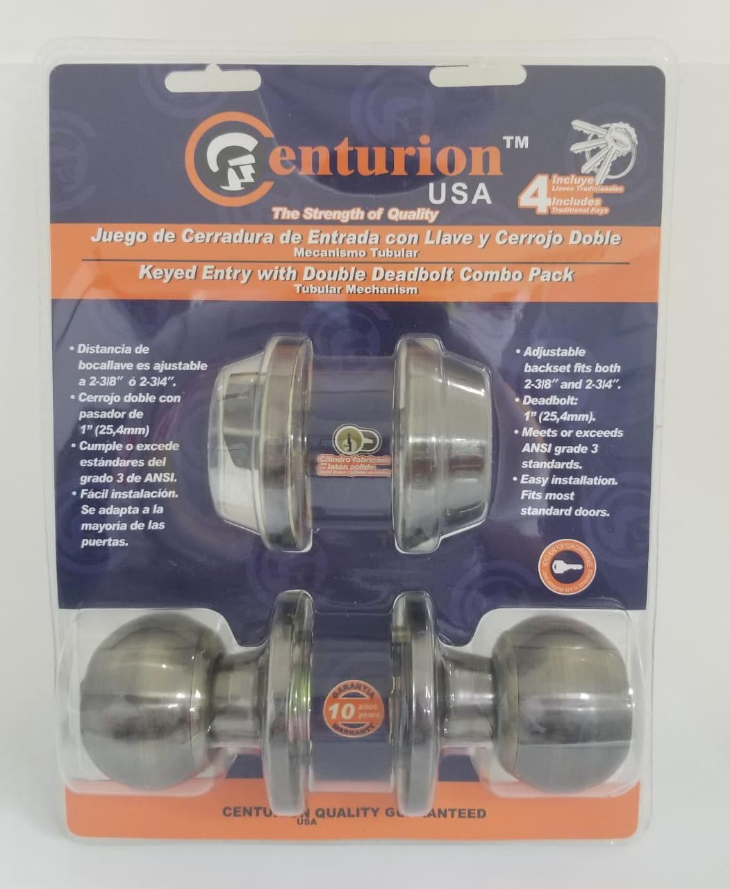 CENTURION Lock Knob Combo #6072ET-D101AB Antique Brass