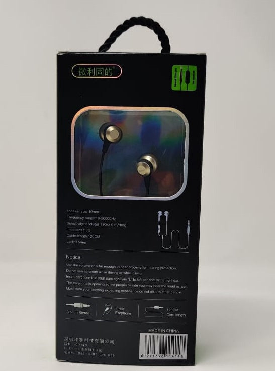 Earphones with Mic Headphone Bass F11 / Gold