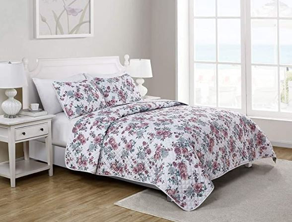 TAHARI Quilt Set Modern Shirley Collection King 3PCS Lightweight