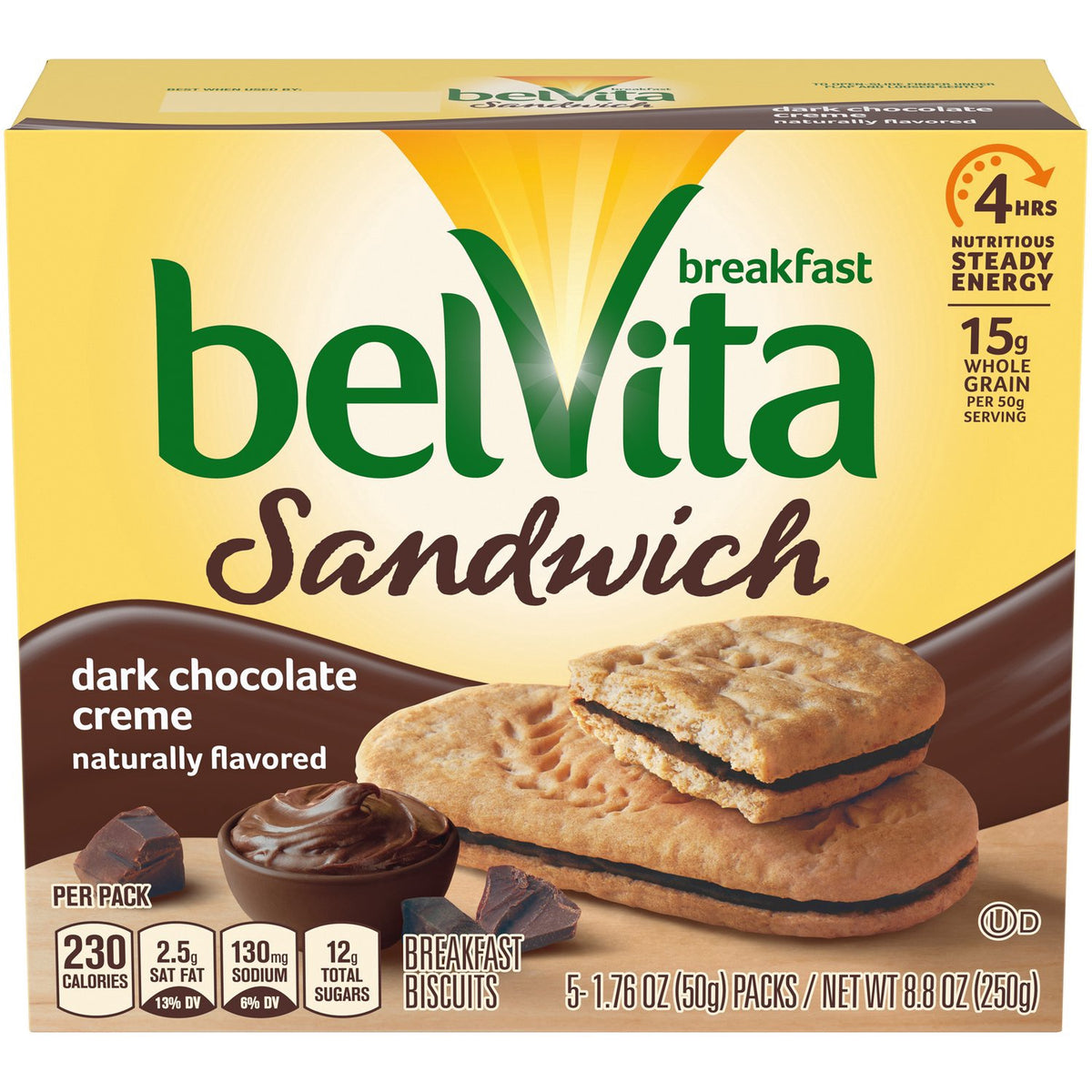 BELVITA Breakfast Biscuits Sandwich Dark Chocolate Creme 8.8 OZ 250G