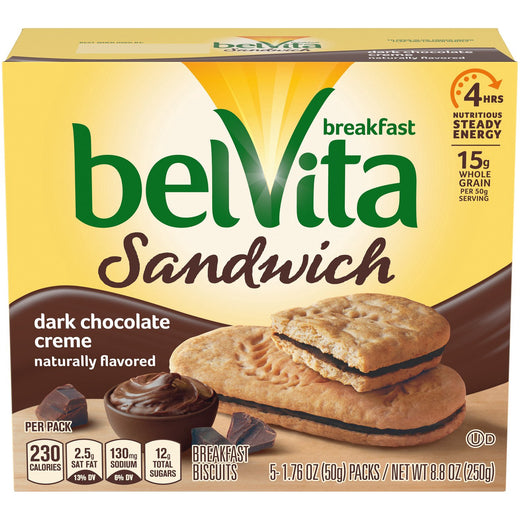 BELVITA Breakfast Biscuits Sandwich Dark Chocolate Creme 8.8 OZ 250G