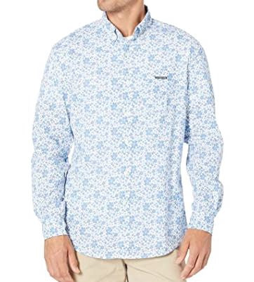 US POLO ASSN. Men Shirt Long Sleeve Button Down Us Polo WHITE/BLUE Floral Print
