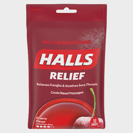 HALLS Relief Cherry Cough Drops 30-DROPS Pack