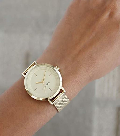 NINE WEST Watch Women's Mesh Bracelet Gold 2146CHGP