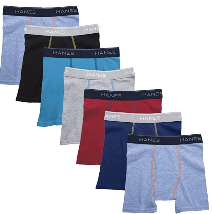 Boys Boxer Briefs Hanes Tagless 7PACK