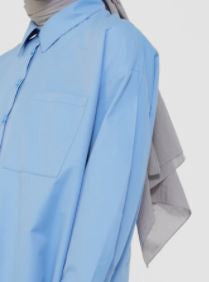 Top Button Down Oversized Blue