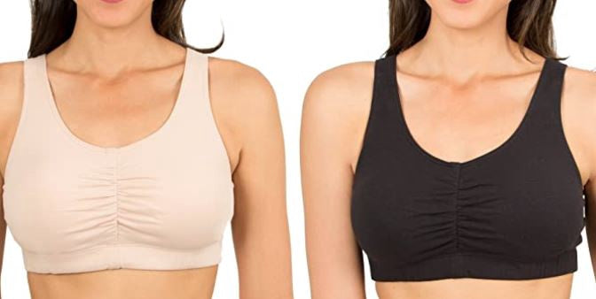 FRUIT OF THE LOOM Women Sports Bra Shirred Front with Removable Pads 2PACK