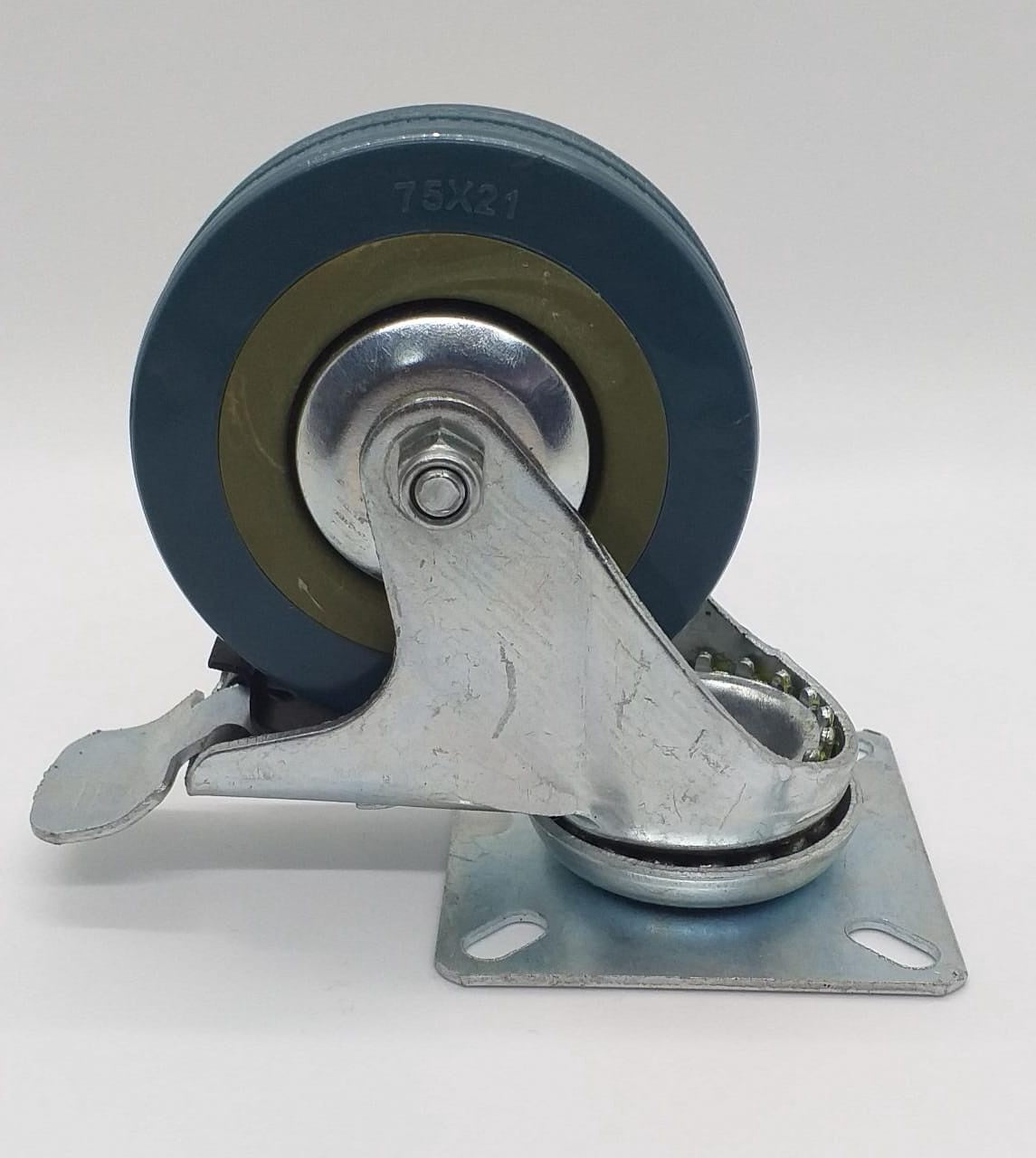 Wheel Coaster 3" Swivel Grey with Brakes 75X21