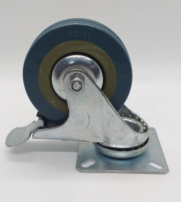 Wheel Coaster 3" Swivel Grey with Brakes 75X21