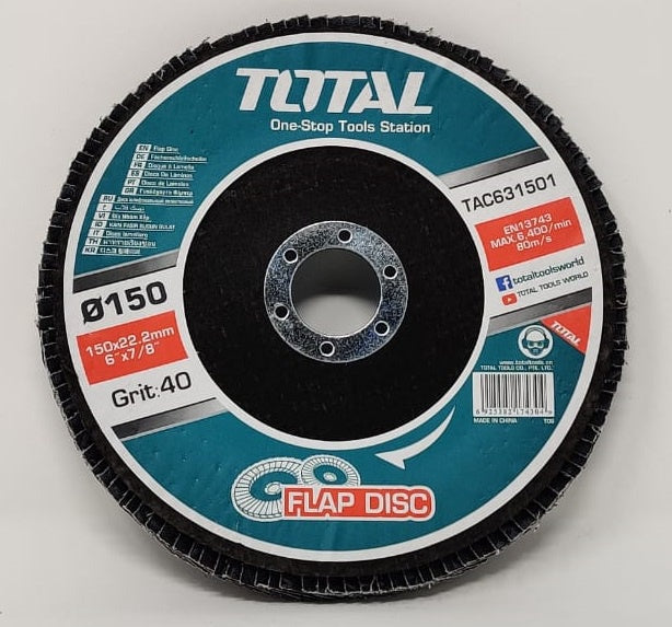 TOTAL Sanding Disc 6" X 7/8" Flap 40 TAC631501