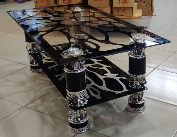 Glass Table Black & Silver CJ198