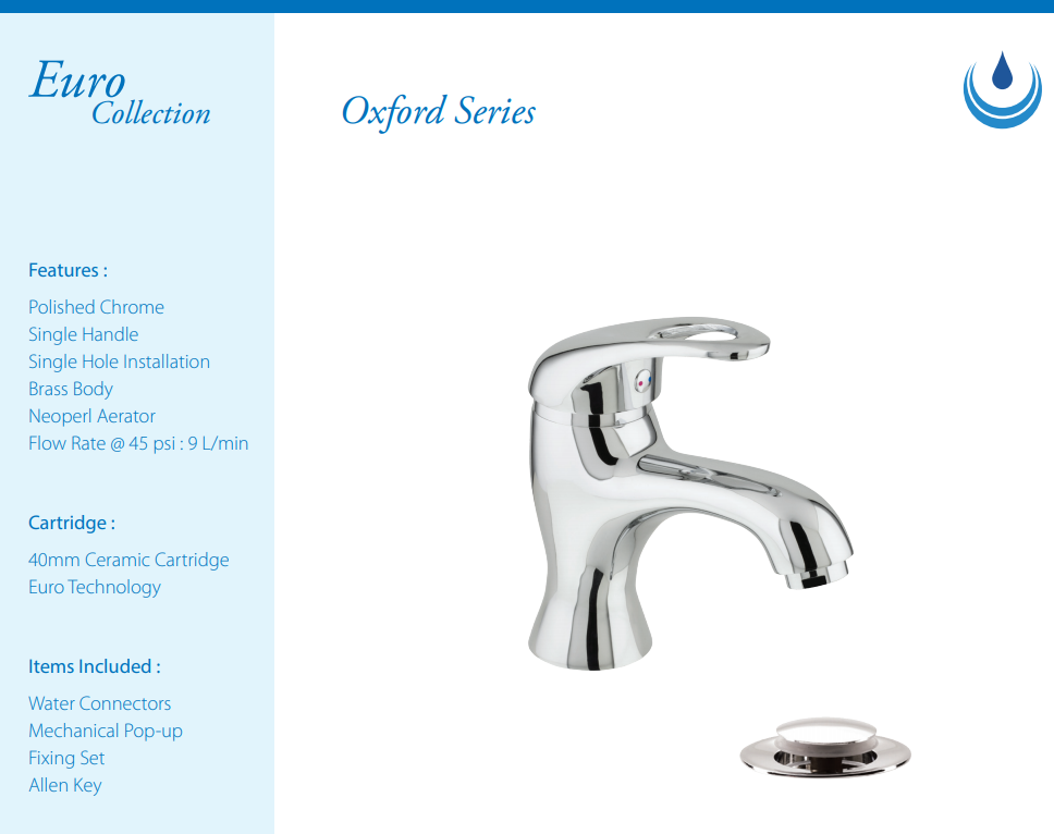 DURAFLOW Faucet Oxford DURBASOXF1 with Pop Up Waste