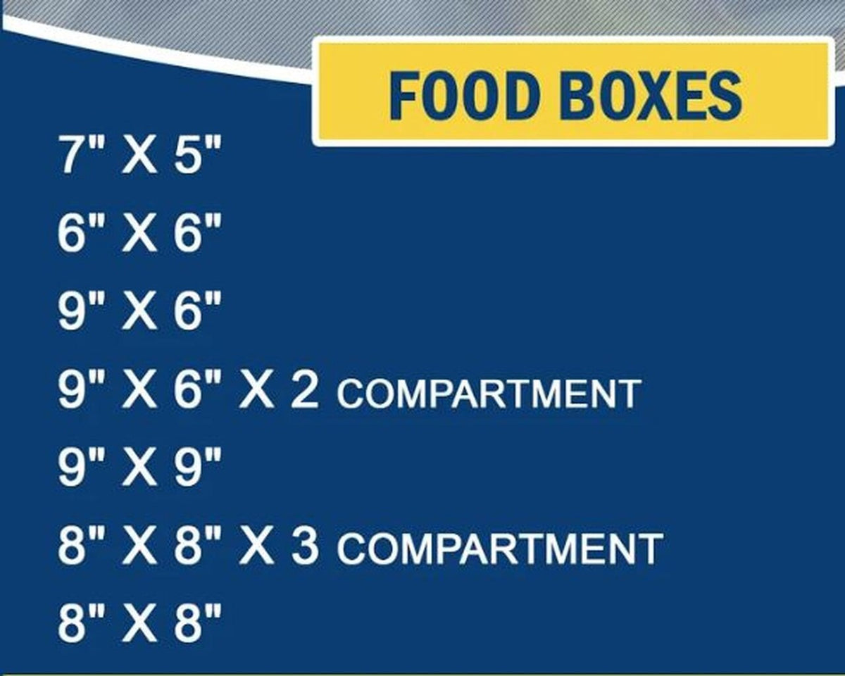 Food Box Biodegradable 9" X 9" 50PCS Pack 1 Comparment