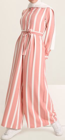 Jumpsuit Stripe Pink & White W/POCKETS