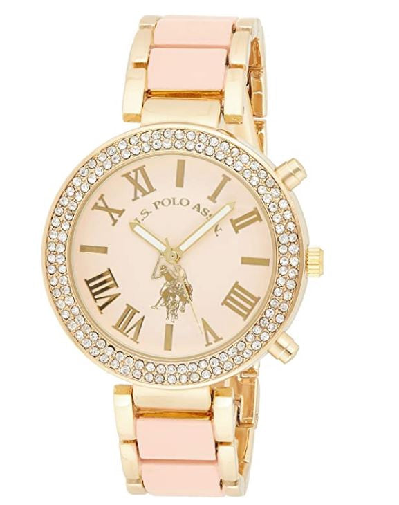US POLO ASSN. Watch Women U.s. Polo Assn. USC40063 GOLD-TONE and Pink Bracelet