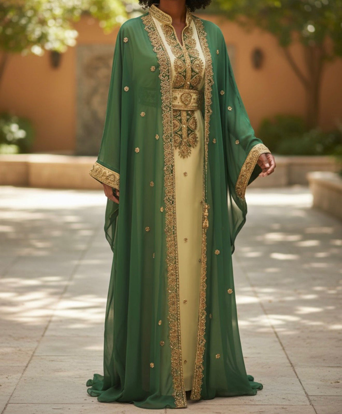 Gown Beaded Kaftan Purple White