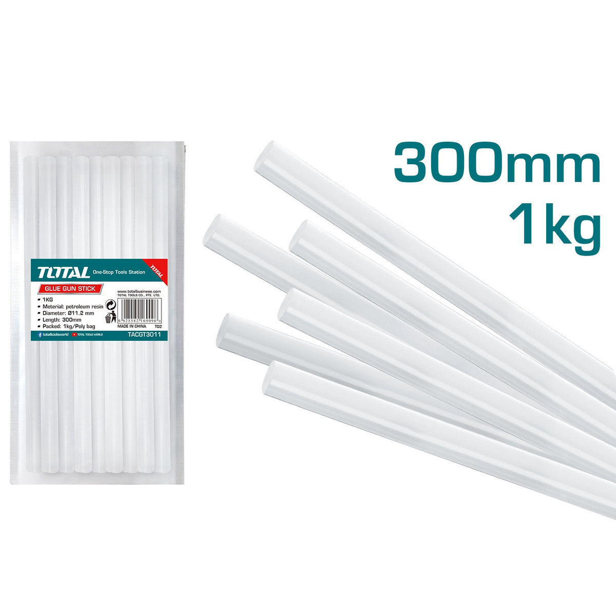 TOTAL Glue Stick 300MM TACGT3011 1KG Bag