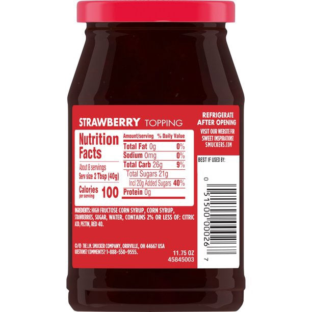 SMUCKER'S Strawberry Topping 11.75OZ 333G