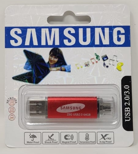 GENERIC Computer Flash Drive 64GB Zeg USB 2.0/3.0 USB & Micro USB Ports