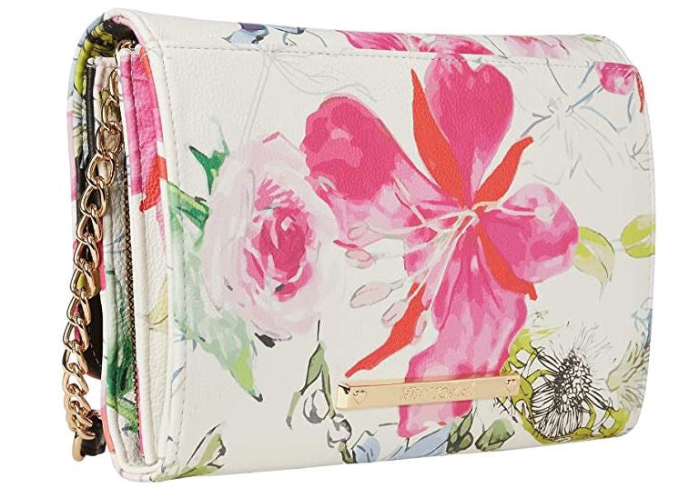 BETSY JOHNSON Bag Crossbody Floral Black, Pink Bow