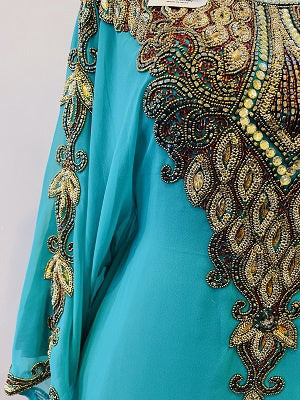 GENERIC Gown Beaded Green Gold Beads