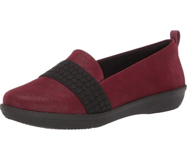 CLARKS Footwear Women Ayla Sloane Loafer Maroon Synthetic Nubuck