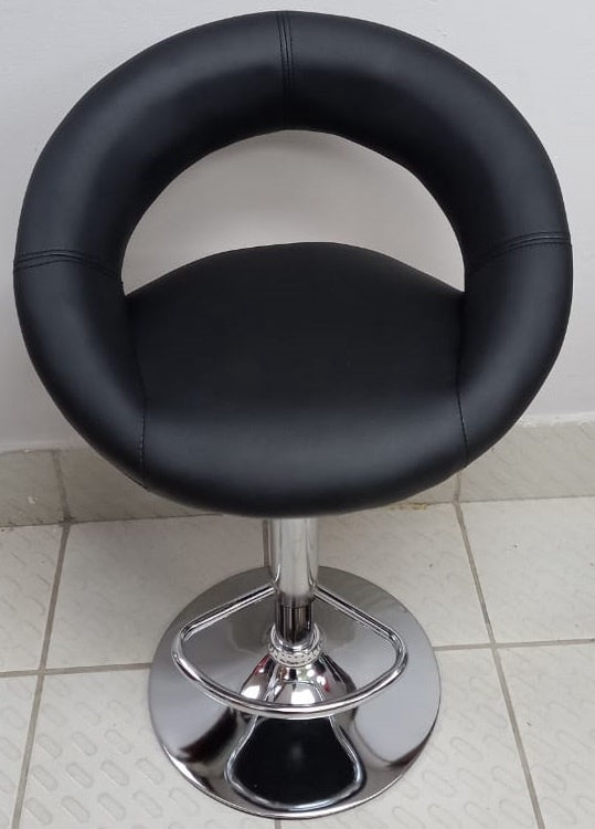 Bar Stool 311003 with Back Rest Black Leather