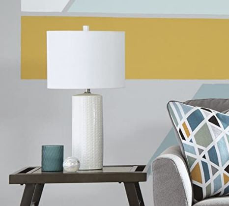 ASHLEY Table Lamp Signature Design Steuben Textured Ceramic Set of 2 Solid White L177904