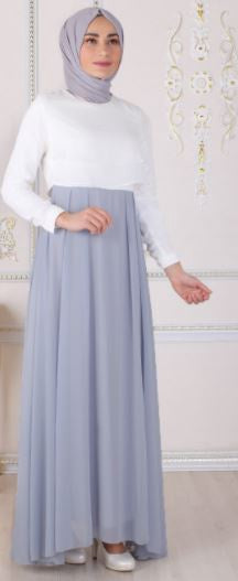 OZ DUMAN Dress Grey & White Plain