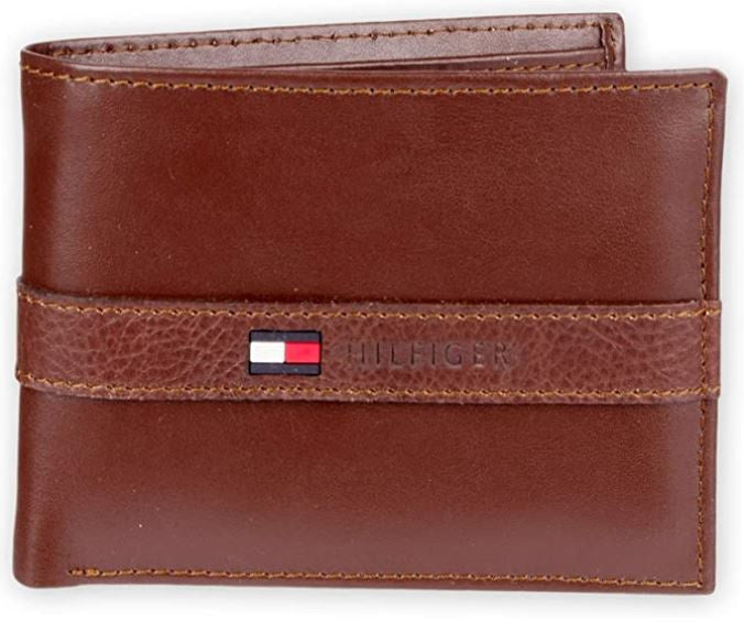 TOMMY HILFIGER Wallet Men Leather BI-FOLD Cognac IN Gift Box