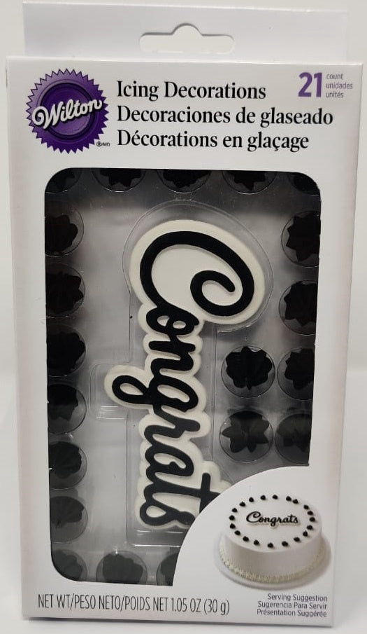 WILTON Baking Icing Decorations 21PCS 710-6045 Congrats