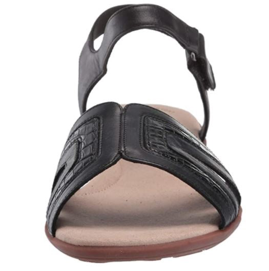CLARKS Footwear Women's Ada Mist Sandal Black LEATHER/SYNTHETIC Patent