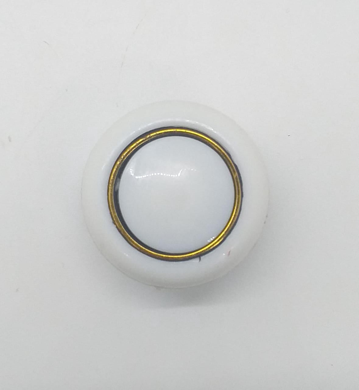Draw Knob 107 White W/GOLD Ring