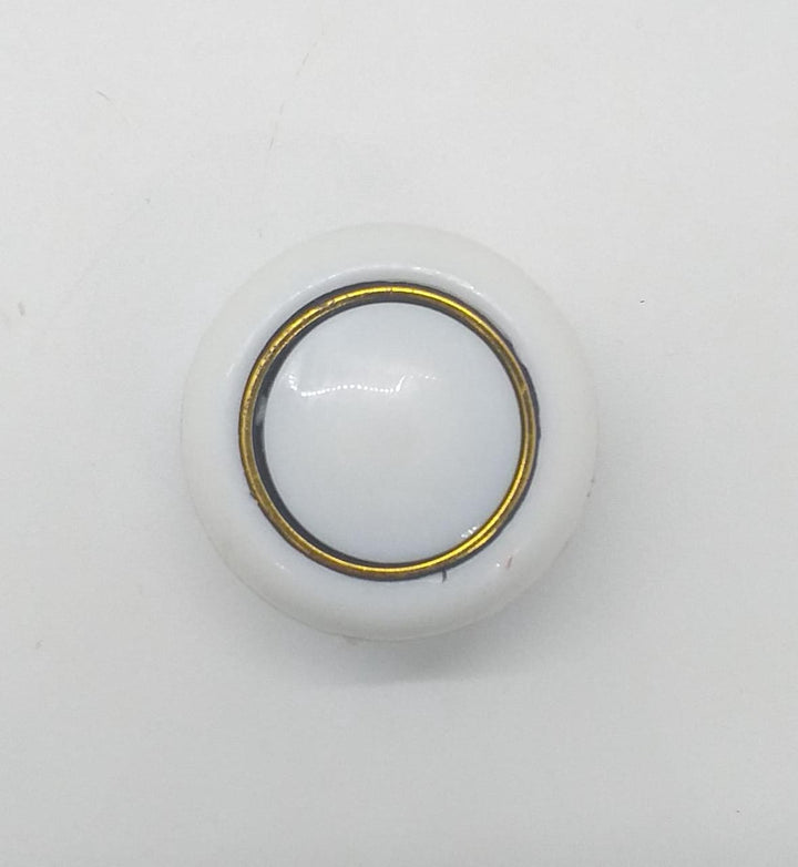 Draw Knob 107 White W/GOLD Ring