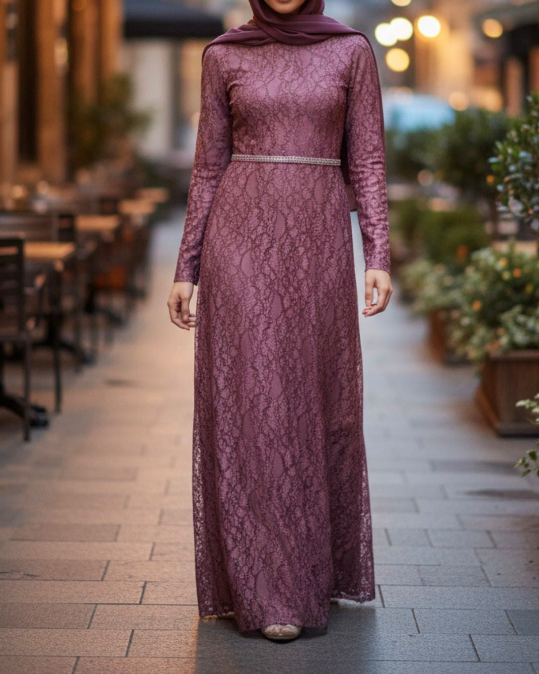 Dress Evening Lace Lined Plus Size Burgandy / Blue / Pink