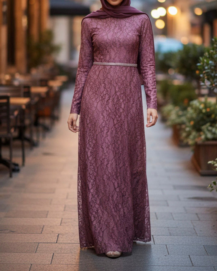 Dress Evening Lace Lined Plus Size Burgandy / Blue / Pink