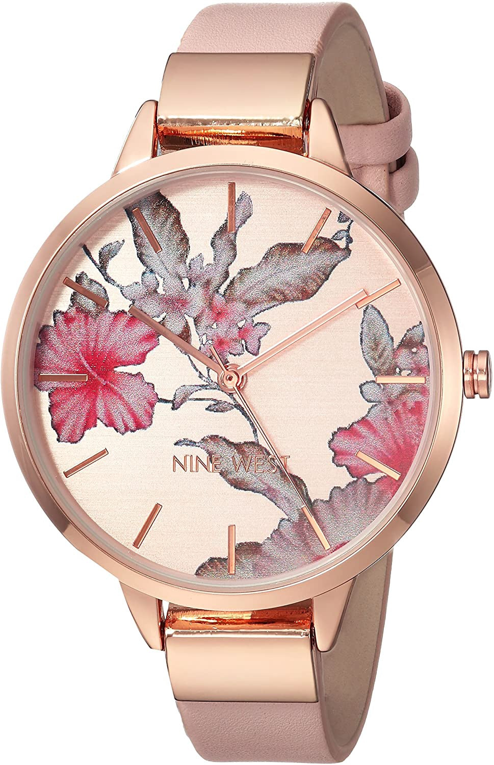 NINE WEST Watch Women NW/2044RGPK Rose GOLD-TONE and Blush Pink Strap