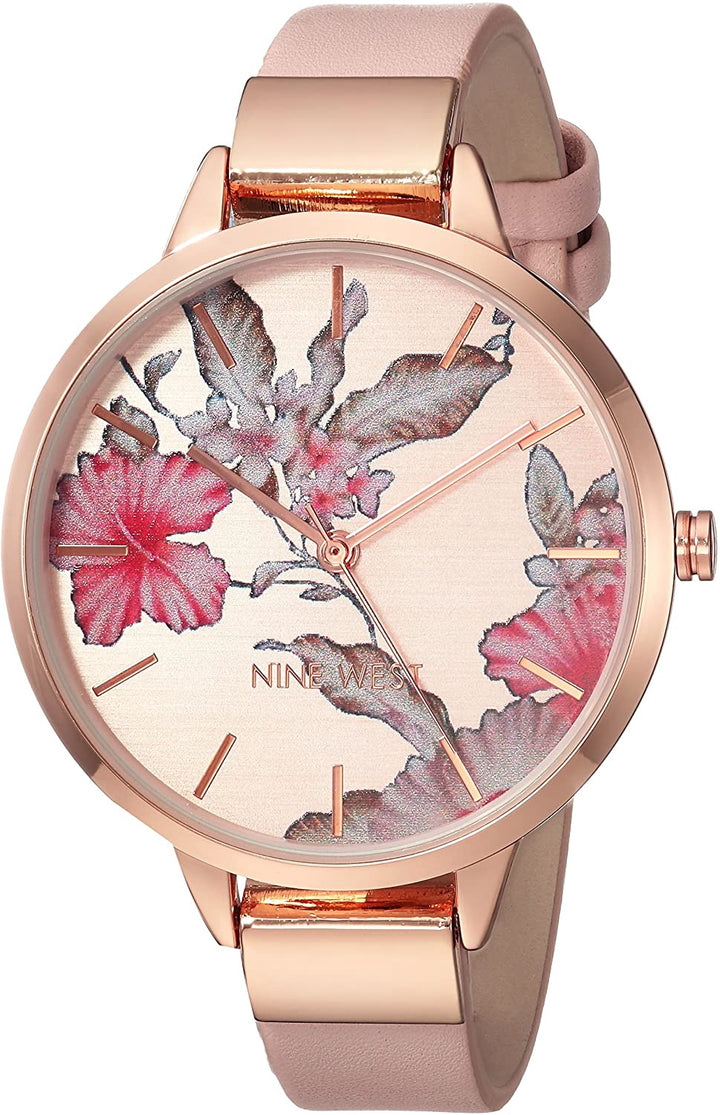 NINE WEST Watch Women NW/2044RGPK Rose GOLD-TONE and Blush Pink Strap