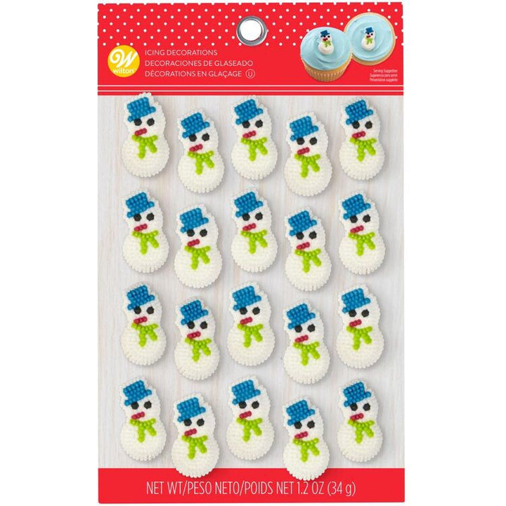 WILTON Baking Icing Decorations Mini Snowman Multicolored 20PCS Pack 1.2OZ 34G 710-7645