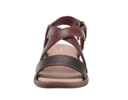 CLARKS Footwear Women's Declan Spring Sandal Mahogany Leather Combi