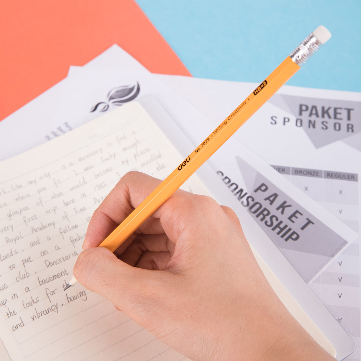 DELI Stationery Pencil 7079 Hb = 2 Writting Creativity Graphite Pencil Sold Each