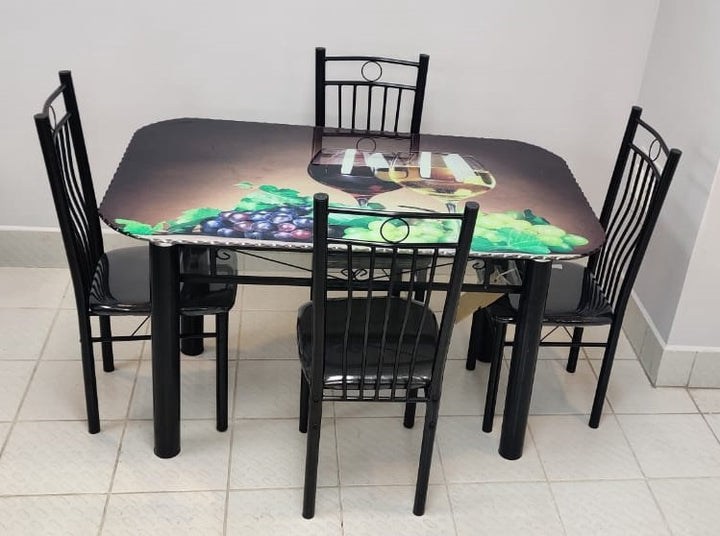 Glass Dining Table with 4 Chair Set
