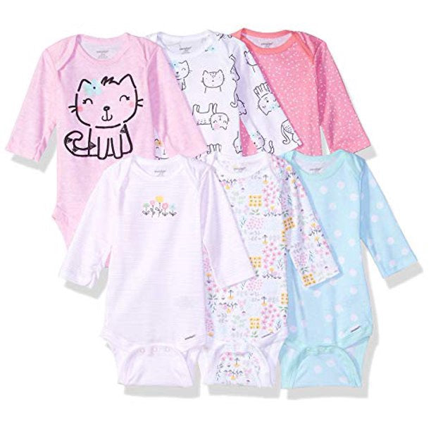 ONESIES Baby Bodysuit Set 6PC Long Sleeve Pink