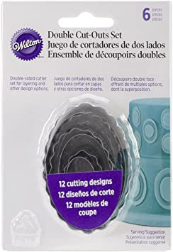 WILTON Baking Cookie Cutter Double CUT-OUTS 6PCS Set Oval 417-2583