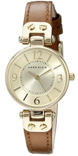 ANNE KLEIN Watch Women Leather Strap Brown 9442CHHY