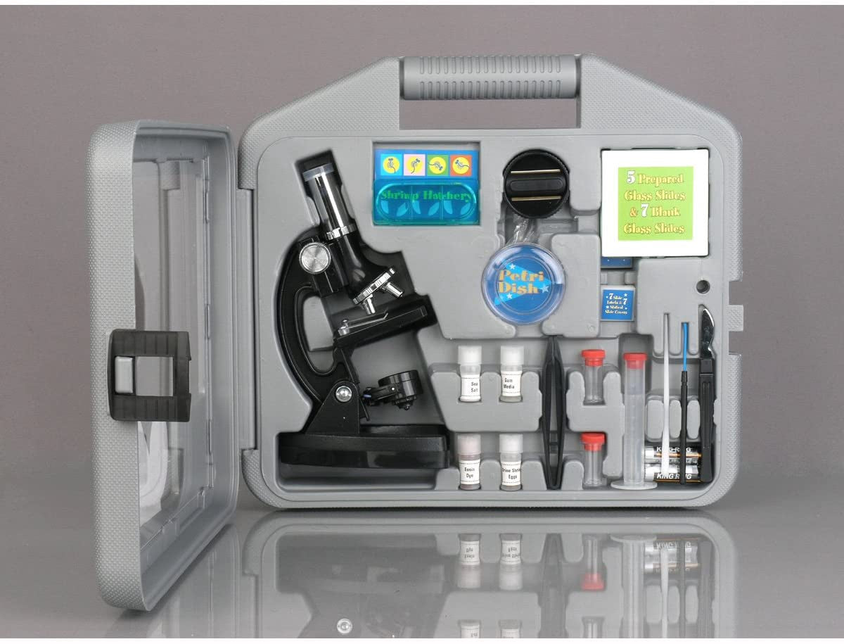 IQ CREW Microscope Kids Beginner Stem Carrying Case Black