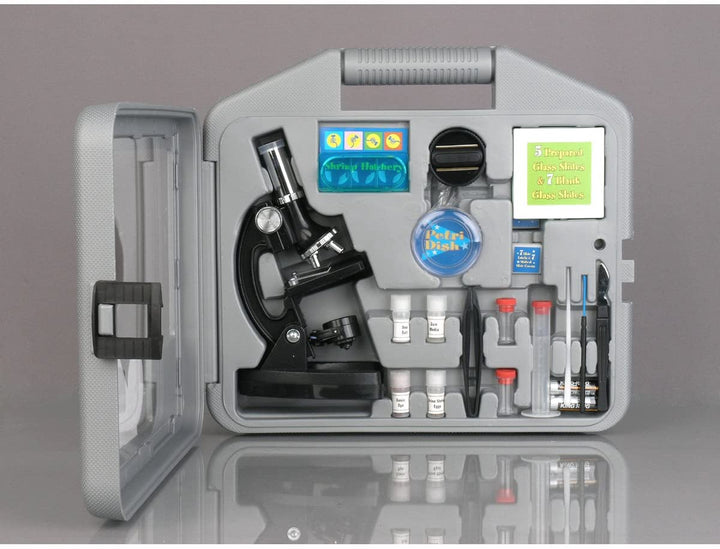 IQ CREW Microscope Kids Beginner Stem Carrying Case Black