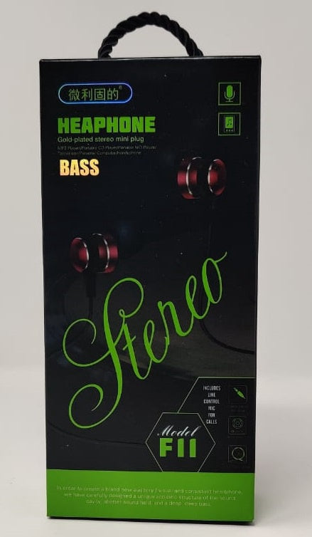 Earphones with Mic Headphone Bass F11 / Gold