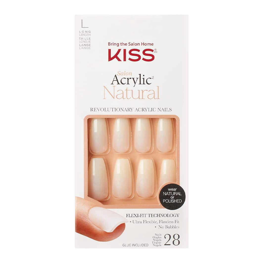 KISS Nails Kit Salon Acrylic Natural 28PC W/GLUE